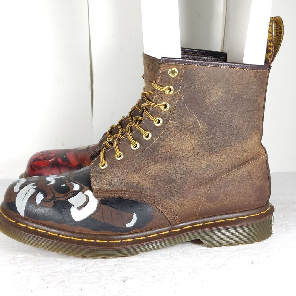 Dr.Martens Men's 1460 US12 Crazy Horse Leather Hand Painted LaceUp Combat Boots - Picture 2 of 14